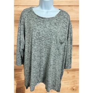 Chelsea & Theodore Sz XXL Heather Gray Short Sleeve Top Boxy Pocket New